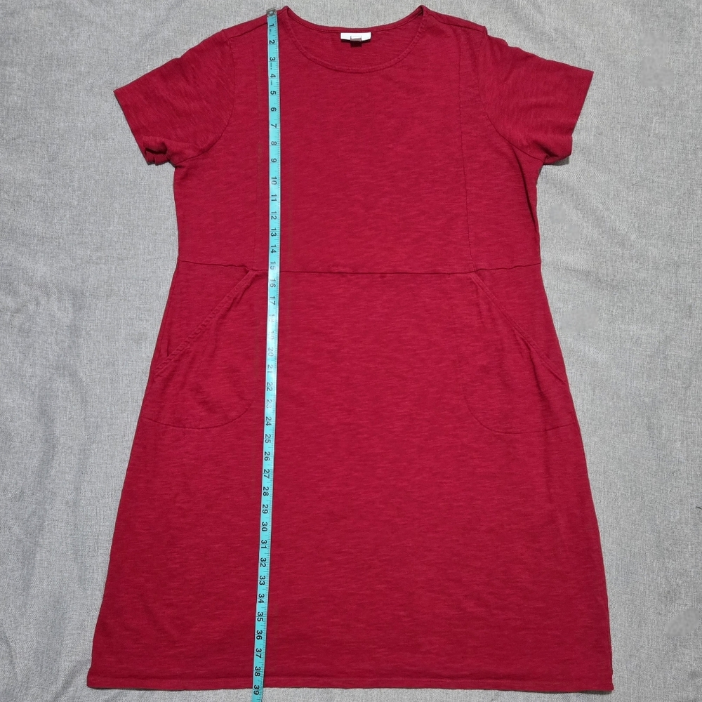 J JILL Red Cotton T-Shirt Dress with Short Sleeves and Pockets Size 1X - Picture 6 of 11